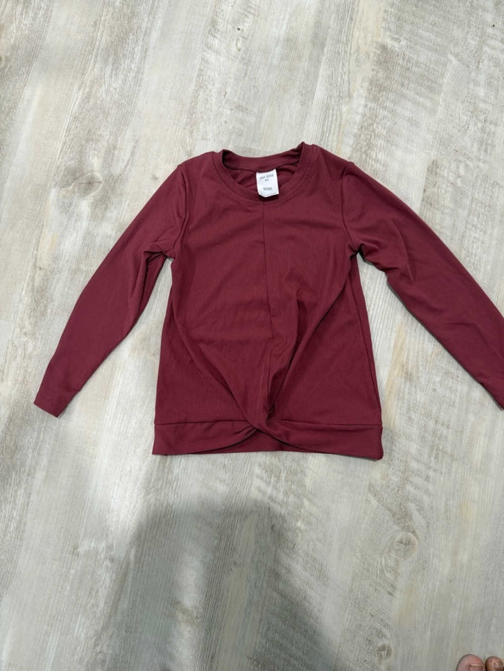 okie dokie Burgundy Long Sleeve Knot Front Tee